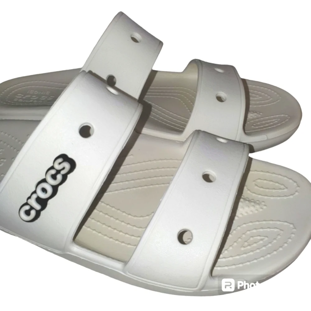 🔥CROCS White Unisex Classic Two Stap Slide On Shoes Women's Size‎ 10 Men's SZ 8